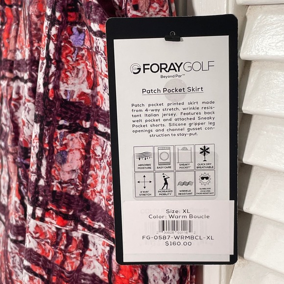 Foray Golf Women's 15.5” Front Pocket Golf Skirt, XLarge, Warm Boucle - Picture 9 of 9